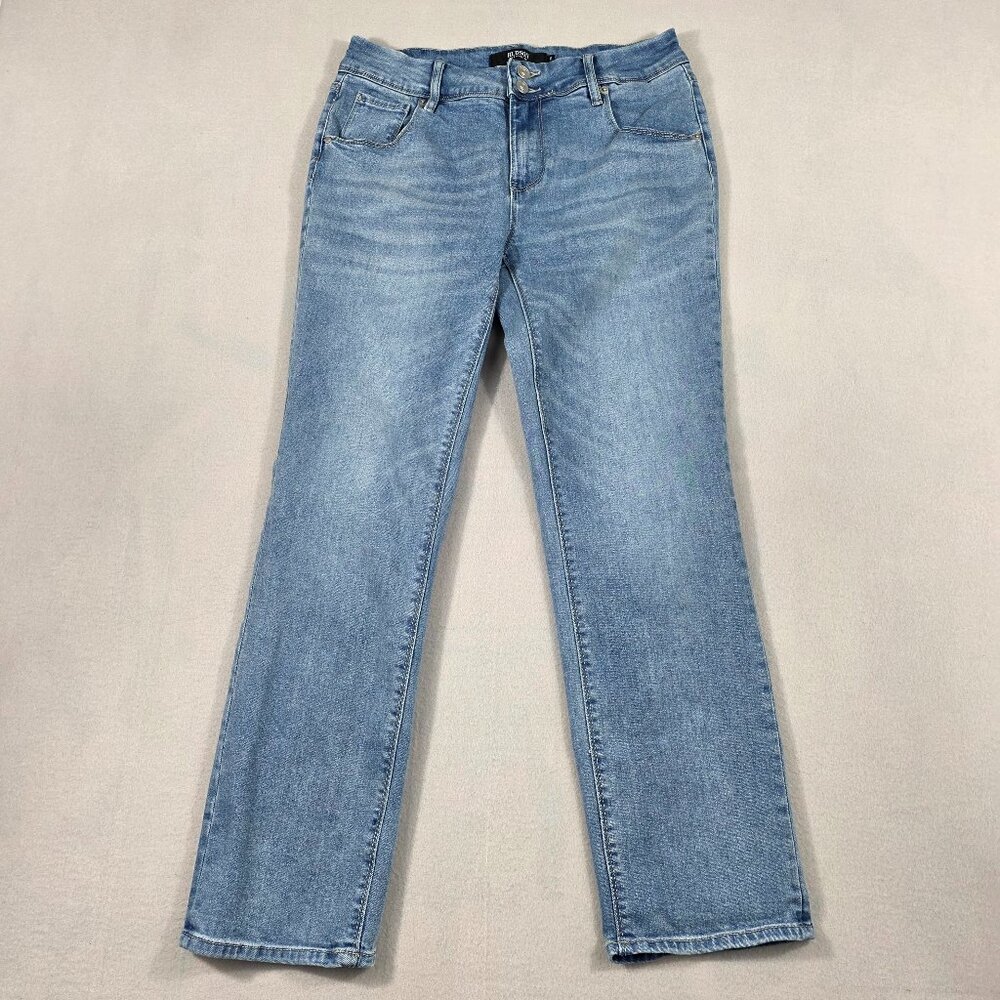 Hudson Jeans Womens 6 Blue Biker Denim Stretch Button Flap